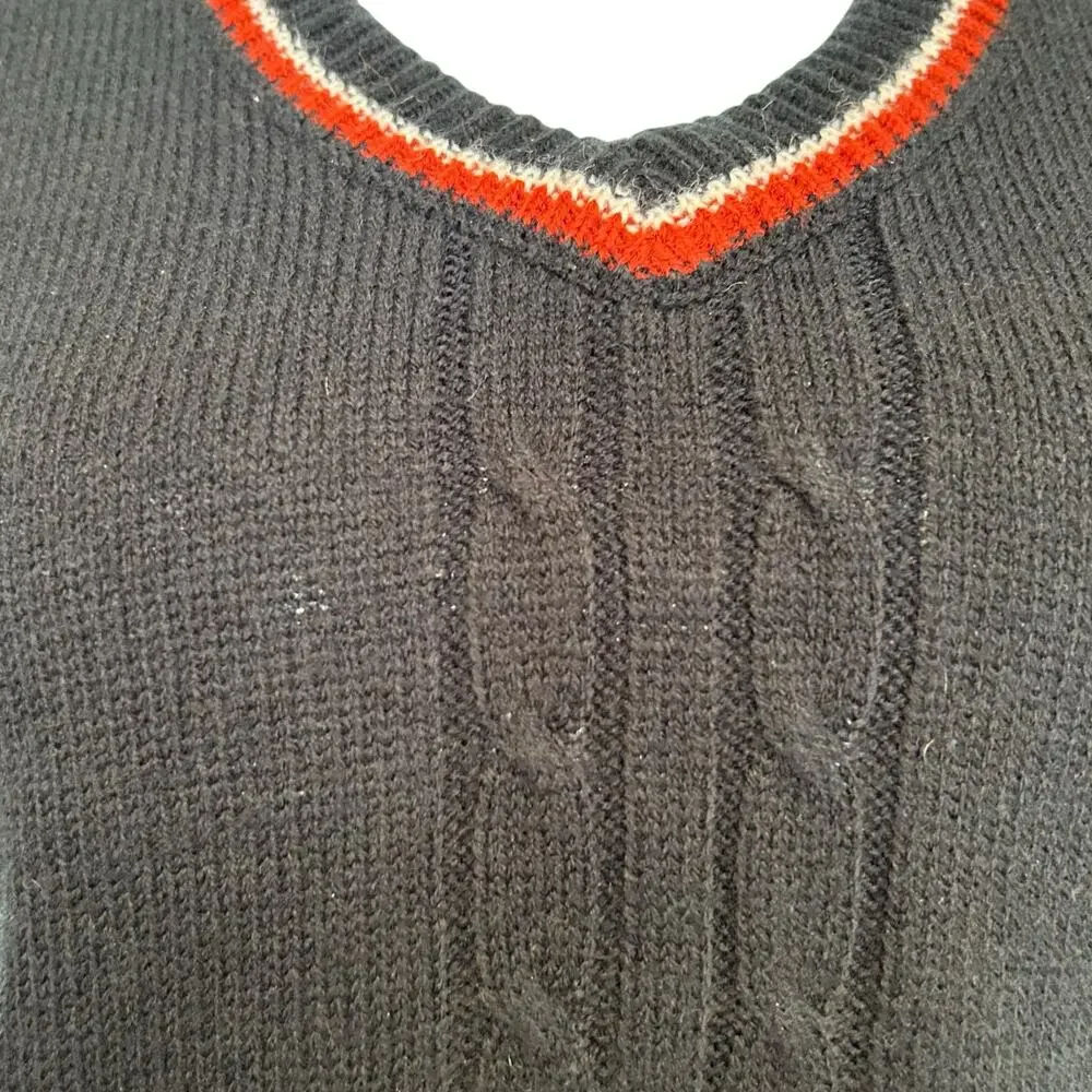Vintage 50s/60s Cable Knit Sweater Vest Set Black Small - Picture 7 of 16